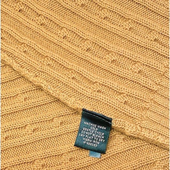 🐎 Lauren Ralph Lauren Long-sleeve Cableknit V-neck Sweater, Size L, Tan (NWT) - Picture 6 of 6